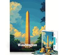 Poster del Monumento a Washington Puzzle da 1000 pezzi Allenamento cerebrale Divertente incastro perfetto Senza spazi vuoti Attività di condivisione per i propri cari (50x75cm)