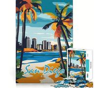 Poster del paesaggio urbano di San Diego, puzzle da 1000 pezzi per adolescenti, stimola la memoria, ideale per il tempo libero a casa, per assemblare immagini e come regalo (50x75cm)