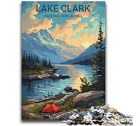 Poster del Parco Nazionale del Lago Clark, puzzle per adulti da 1000 pezzi, arte interessante, riduzione dello stress, lista dei desideri con Babbo Natale per età 14 anni, 1000 pezzi (26x38cm)
