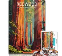 Poster del Parco Nazionale di Redwood, puzzle da 1000 pezzi per adolescenti e adulti, giocattoli, giochi educativi, lista dei desideri antistress con Babbo Natale, 38x26cm