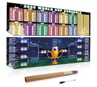 Poster del programma del Mondiale 2026 per decorazione calcio Mondiale 2026 | Planner calcio | Contiene 42 squadre, gruppi, date eliminatorie e luoghi di svolgimento | Piano murale per casa e bar |
