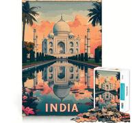 Poster del Taj Mahal, India Puzzle da 1000 pezzi per adolescenti, gioco di logica stimolante, rilassante, con bordi chiari, ideale come sorpresa di compleanno 50x75cm