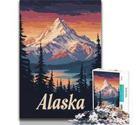 Poster del tramonto sulle montagne dell'Alaska, puzzle per adulti, 1000 puzzle, giocattoli, giochi educativi, antistress, adatti per la decorazione della scrivania, 38x26cm