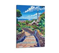Poster della città Parc Güell, quadro decorativo su tela, 20 x 30 cm
