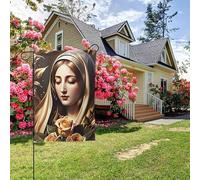 Poster della Madonna del Rosario, stile A, bandiera da giardino bifacciale, decorazione per esterni da 28x40 pollici