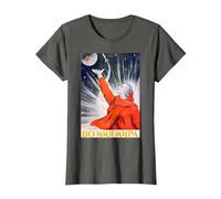 Poster della Propaganda dello Spazio sovietico URSS Rocket Astronauta Maglietta, Donna, Asfalto, L