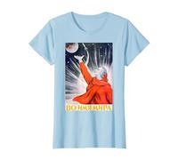 Poster della Propaganda dello Spazio sovietico URSS Rocket Astronauta Maglietta, Donna, Celeste, XS