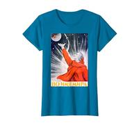 Poster della Propaganda dello Spazio sovietico URSS Rocket Astronauta Maglietta, Donna, Zaffiro, S