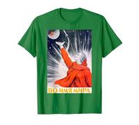 Poster della Propaganda dello Spazio sovietico URSS Rocket Astronauta Maglietta, Uomo, Verde Mela, 3XL