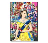 Poster della Regina Elisabetta II, graffiti vintage, arte murale, pittura su tela e stampe della Regina Elisabetta II, arredamento moderno per la casa, 40x60 cm, senza cornice