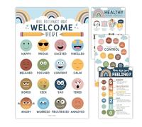 Poster della tabella delle emozioni dei bambini - Tabella dei sentimenti Boho per l'apprendimento emotivo sociale e angoli calmanti