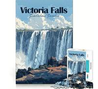 Poster delle Cascate Vittoria,puzzle da 1000 pezzi per adolescenti,gioco di concentrazione mentale,bordi lisci e tagliati con precisione,ideale come regalo di Natale (50x75cm)