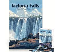 Poster delle Cascate Vittoria, puzzle per adulti da 1000 pezzi, esercizio cognitivo, rilassante, senza bordi taglienti, regalo per le vacanze (38x26cm)