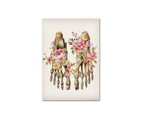Poster di anatomia delle ossa scheletriche floreali della colonna vertebrale del cranio Medical Wall Art Print Canvas Painting Abstract Picture Clinic Home Decoration(Picture F,A2 42x60cm No Frame)