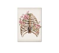 Poster di anatomia delle ossa scheletriche floreali della colonna vertebrale del cranio Medical Wall Art Print Canvas Painting Abstract Picture Clinic Home Decoration(Picture C,25x36cm No Frame)