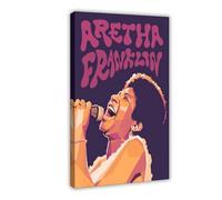 Poster di Aretha Franklin, copertina musicale (4) su tela, stile cornice, 30 x 45 cm