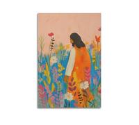 Poster di arte cristiana moderna di Gesù e i fiori selvatici, stampa artistica da parete con versi della Bibbia, poster ad acquerello, stampe colorate, poster decorativo su tela da parete e immagine