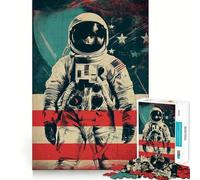 Poster di astronauta retrò per adolescenti, puzzle da 1000 pezzi, gioco di logica, divertimento in casa, bordo premium, regalo memorabile (38x52cm)