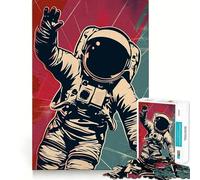 Poster di astronauta retrò per adolescenti, puzzle da 1000 pezzi, gioco di logica, divertimento in casa, bordo premium, regalo memorabile (38x26cm)