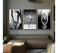 Poster di Ballerina di Danza Classica Nero Più Bianco Stampe HD Immagini su Tela Pittura in Stile Nordico Stampe su Tela Decorazione della Parete di Casa Soggiorno Decor 50x70cmx3 Senza Cornice