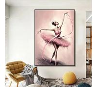 Poster di ballerina di danza classica rosa, dipinto su tela, stampa HD, opere d'arte moderne, immagini artistiche da parete per la decorazione della sala da ballo (80x120 cm/tela avvolta)