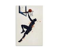 Poster di basket - Leap of Defiance - Silhouette astratta Mid-air Dunk con frammenti di tabellone frammenti geometrici eleganti da appendere alla parete, poster decorativo da parete 40 x 60 cm