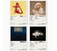 Poster di Billie Eilish con copertina di album in edizione limitata, poster su tela, decorazione per camera da letto, ufficio, camera da letto, regalo, decorazione (set di 4), senza cornice, 20 x 30