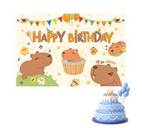 Poster di buon compleanno da parete, sfondo di compleanno carpincho colorato grande, poster di festa di compleanno per ragazzi e ragazze, sfondo per foto di anniversario del fumetto incantevole