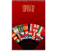Poster di calcio della Coppa del Mondo di Spagna 1982, arte murale di calcio, stampe su tela della Coppa del Mondo FIFA Spagna, dipinto retrò, decorazione per la casa, 40x60cmx1, senza cornice