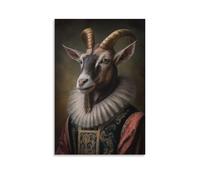 Poster di capra aristocratica divertente decorazione da parete animale rinascimentale capra ritratto poster stravagante arte animale decorazione casa poster 1 poster per camera da letto poster tela