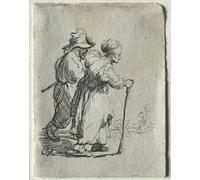 Poster di coppia rustico che cammina - arte da parete classica retrò -...