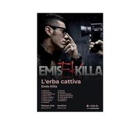Poster di Emis Killa con copertina di Erba Cattiva, album musicale con copertina di Erba Cattiva, decorazione per camera da letto, paesaggio, ufficio, camera da letto, regalo, dimensione: 50 x 75 cm