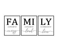 Poster di famiglia Arte della parete in bianco e nero per il soggiorno, 8x10 Pollici Stampe su tela senza cornice Set da 3, Cucina Wall Art Poster Corridoio Decor Stampe d'arte