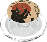 Poster di fantascienza giapponese retrò con immagine di gatto contro UFO PopSockets PopGrip per MagSafe