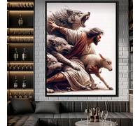 Poster di fede religiosa sacra, Dio, Gesù e Spirito Santo, stampa, Sacro Cuore, Gesù, Pastore, dipinto su tela, soggiorno, casa, 50x100 cm, senza cornice