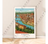 Poster Di Firenze Italia Illustrazione Arte Stampa Di Viaggio Non Inquadrata