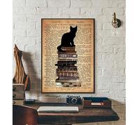 Poster di gatti, dizionario di gatti, arte murale, gatto ama i libri, regalo, amore per la lettura, cartello in metallo, decorazione da parete per garage, caverna dell'uomo, bar, cucina, cartello in m