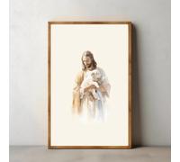 Poster di Gesù,versetto cristiano motivazionale,tonalità terra e schizzo della Bibbia,dipinto su tela,arte murale per soggiorno,arredamento per la casa 21x30cm Senza Cornice