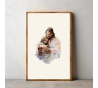 Poster di Gesù,versetto cristiano motivazionale,tonalità terra e schizzo della Bibbia,dipinto su tela,arte murale per soggiorno,arredamento per la casa 50x70cm Senza Cornice