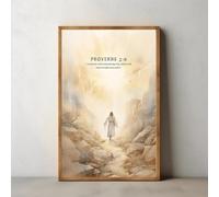 Poster di Gesù,versetto cristiano motivazionale,tonalità terra e schizzo della Bibbia,dipinto su tela,arte murale per soggiorno,arredamento per la casa 21x30cm Senza Cornice