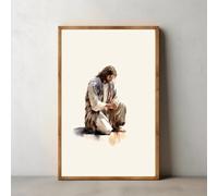 Poster di Gesù,versetto cristiano motivazionale,tonalità terra e schizzo della Bibbia,dipinto su tela,arte murale per soggiorno,arredamento per la casa 21x30cm Senza Cornice