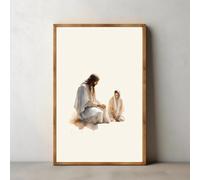 Poster di Gesù,versetto cristiano motivazionale,tonalità terra e schizzo della Bibbia,dipinto su tela,arte murale per soggiorno,arredamento per la casa 40x50cm Senza Cornice