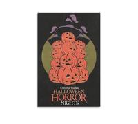 Poster di Halloween Universal Studios Horror Nights Pumpkin Stack Witch Hat Illustrazione, Squisiti dipinti decorativi moderni per la famiglia per soggiorno camera da letto, stampa artistica da parete