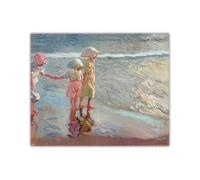 Poster di Joaquin Sorolla《Le Tre Sorelle sulla Spiaggia》Arte murale Joaquin Sorolla, Dipinto su Tela e Stampe, Decorazione per la casa, 60x70 cm, Senza Cornice