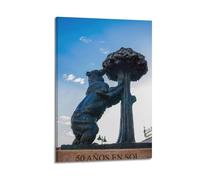 Poster di luoghi di interesse Madrid punto di riferimento lampone e orso scultura e Puerta del Sol Architettura Poster pittura decorativa su tela poster da parete e arte stampa moderna camera da letto