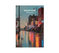 Poster di Memphis, Tennessee Beale Street, stampa artistica da parete con musica al tramonto, decorazione artistica da parete per soggiorno, camera da letto, 60 x 90 cm