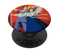 Poster di propaganda della Corea del Nord, divertente PopSockets PopGrip Adesivo