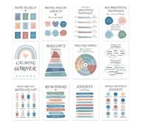 Poster di salute mentale per ufficio e scuola, 12 pezzi, decorazioni artistiche da parete per consulenza e sensibilizzazione, decorazione per ufficio terapia, forniture per consulenti scolastici e