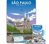 Poster di San Paolo, Brasile, puzzle da 1000 pezzi per adulti, gioco stimolante e decorazione da parete per famiglie, regali unici per compleanno e Natale, 38x26cm