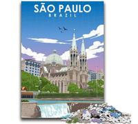 Poster di San Paolo, Brasile, puzzle da 1000 pezzi per adulti, regali, gioco stimolante e interazione tra genitori e figli, 1000 pezzi (26x38cm)